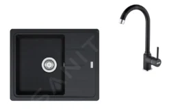 Franke Set - Set G172, Lavello In Fragranite BFG 611-62 E Miscelatore FP 9000.071, Onice/onice 114.0619.578