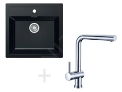 Franke Set - Set Da Cucina T13, Lavello In Tectonite SID 610, Nero + Miscelatore Samoa, Cromo 114.0283.125