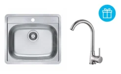 Alveus Set - Set Lavello More 10, Baterie Karina + Regalo, Cromo SETA740