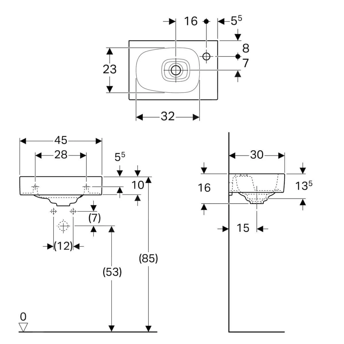 Geberit Citterio - Lavamani 450x300 Mm, Foro Per Miscelatore A Destra, Senza Troppopieno, Con KeraTect, Bianco 500.541.01.1 2 Geberit Citterio - Lavamani 450x300 Mm, Foro Per Miscelatore A Destra, Senza Troppopieno, Con KeraTect, Bianco 500.541.01.1 - immagine 2