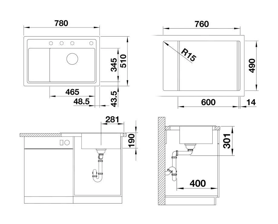 Blanco Zenar XL 6 - Lavello In Silgranit, 780x510 Mm, Con Comando Remoto Dello Scarico, InFino, Bianco Fine 527185 2 Blanco Zenar XL 6 - Lavello In Silgranit, 780x510 Mm, Con Comando Remoto Dello Scarico, InFino, Bianco Fine 527185 - immagine 2