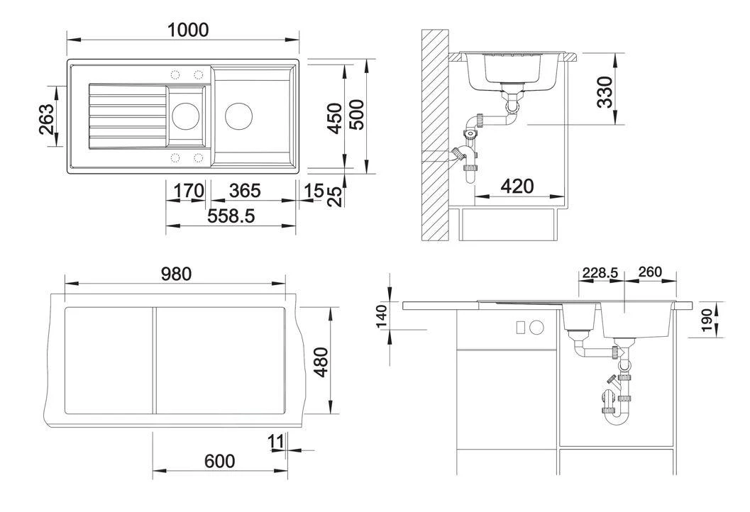 Blanco Zia 6 - Lavello In Silgranit, 1000x500 Mm, Color Alluminio 514741 2 Blanco Zia 6 - Lavello In Silgranit, 1000x500 Mm, Color Alluminio 514741 - immagine 2