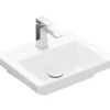 Villeroy & Boch Subway 3.0 - Lavamani 450x370 Mm, Senza Troppopieno, Foro Per Miscelatore, CeramicPlus, Stone White 437046RW