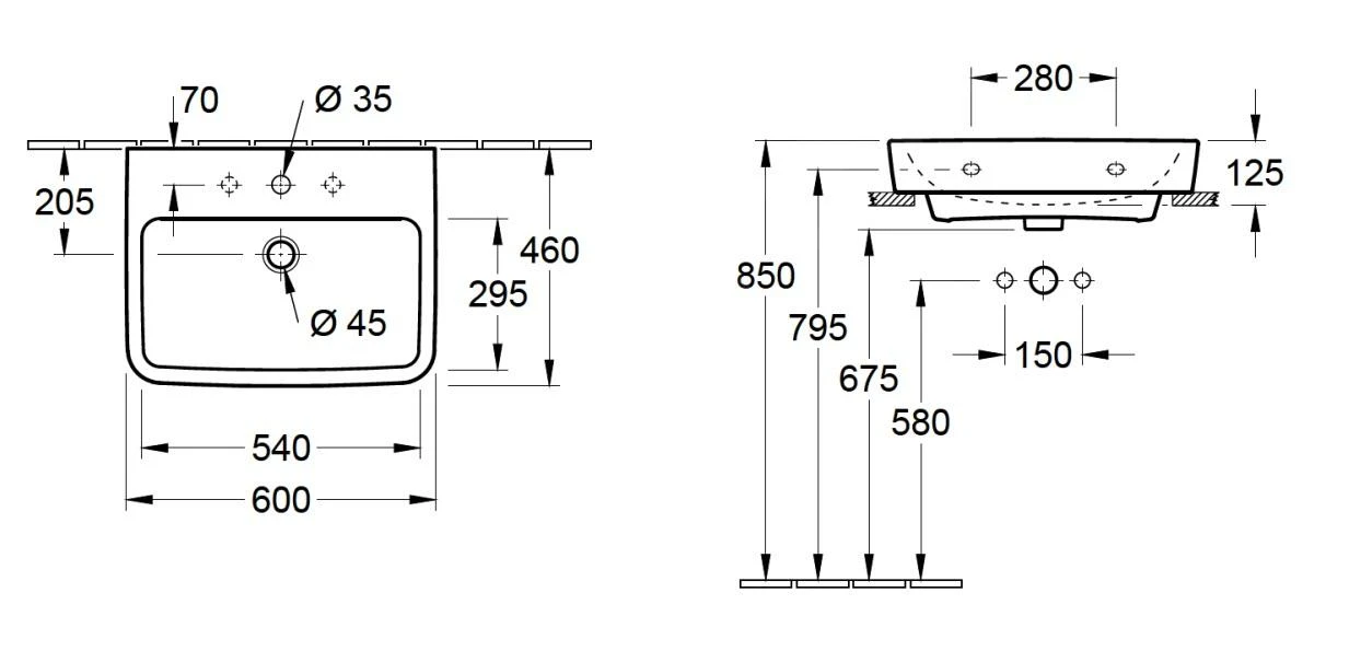 Villeroy & Boch O.novo - Lavabo Da Appoggio, 600x460 Mm, Con Troppopieno, Foro Per Miscelatore, CeramicPlus, Bianco Alpino 4A416GR1 2 Villeroy & Boch O.novo - Lavabo Da Appoggio, 600x460 Mm, Con Troppopieno, Foro Per Miscelatore, CeramicPlus, Bianco Alpino 4A416GR1 - immagine 2
